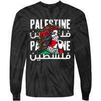 A Palestinian Girl Wearing A Palestinian Bandana Palestine Tie-Dye Long Sleeve Shirt