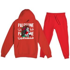 A Palestinian Girl Wearing A Palestinian Bandana Palestine Premium Hooded Sweatsuit Set