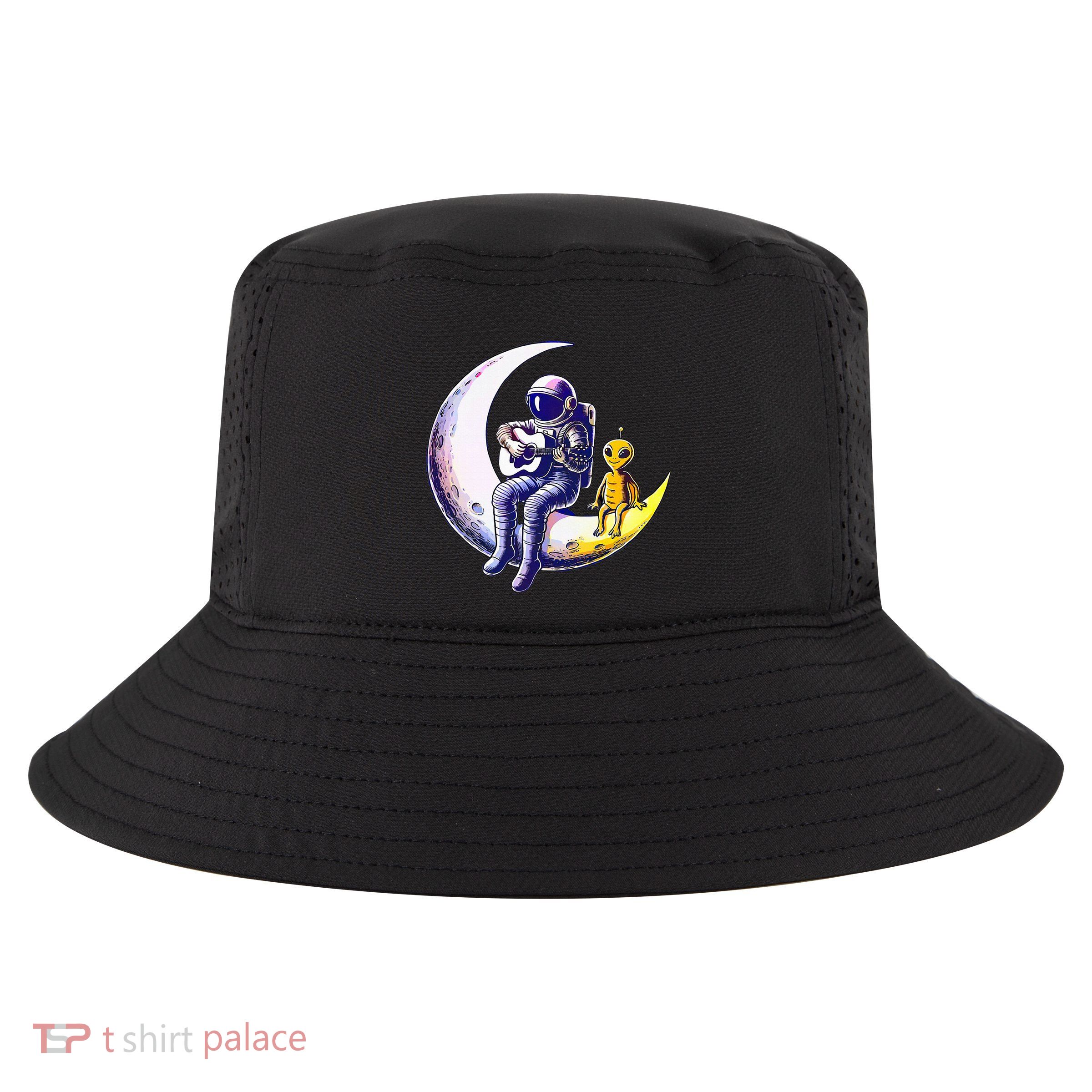 Astronaut Playing Guitar With An Alien On The Moon Cool Comfort Performance Bucket Hat