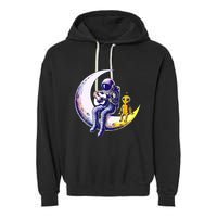 Astronaut Playing Guitar With An Alien On The Moon Garment-Dyed Fleece Hoodie