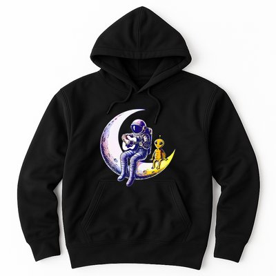 Astronaut Playing Guitar With An Alien On The Moon Hoodie