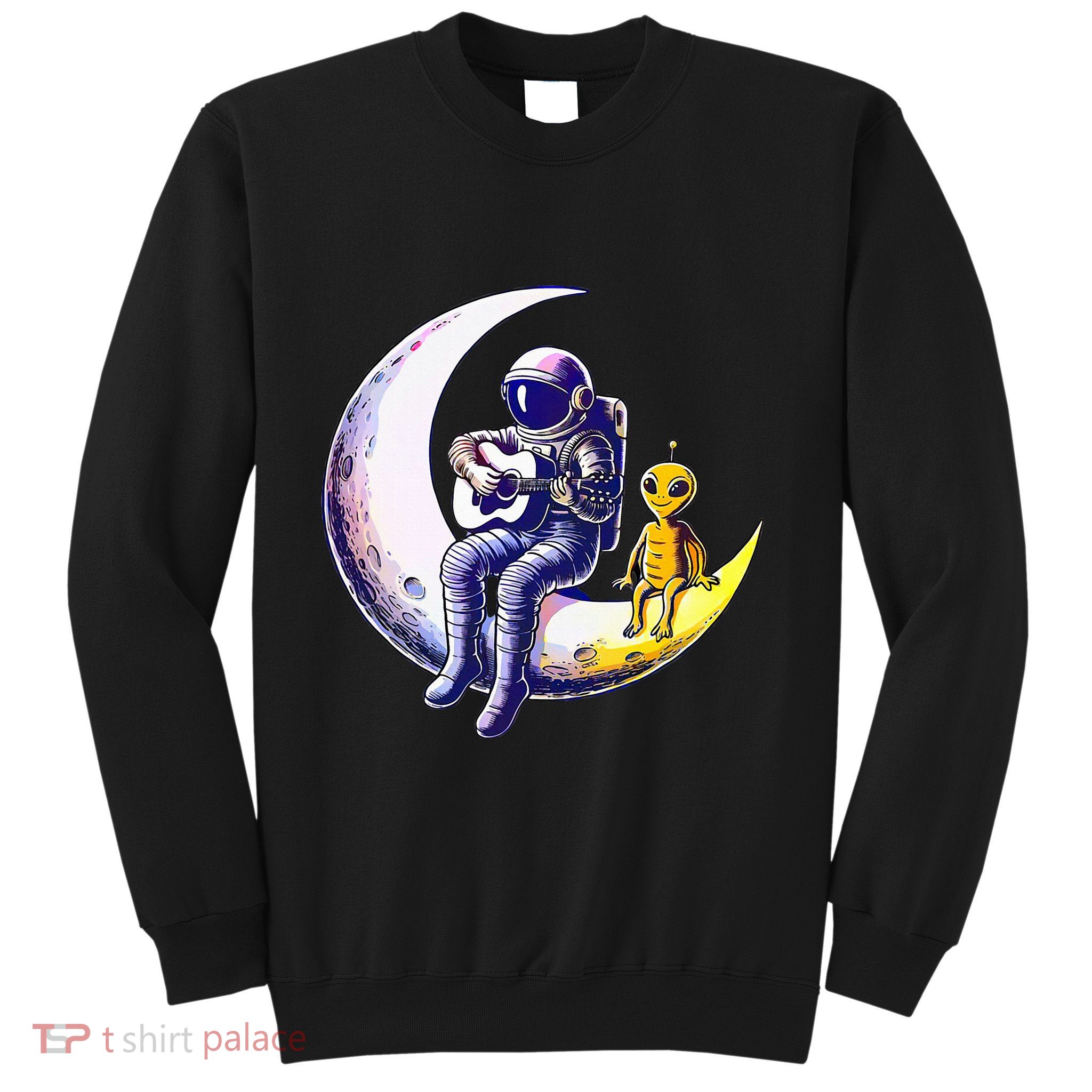 Astronaut Playing Guitar With An Alien On The Moon Sweatshirt