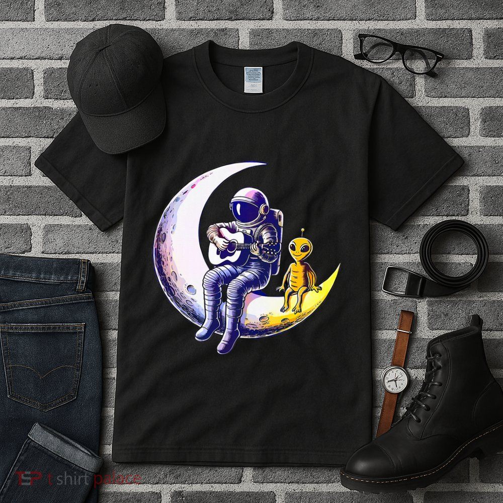 Astronaut Playing Guitar With An Alien On The Moon Tall T-Shirt