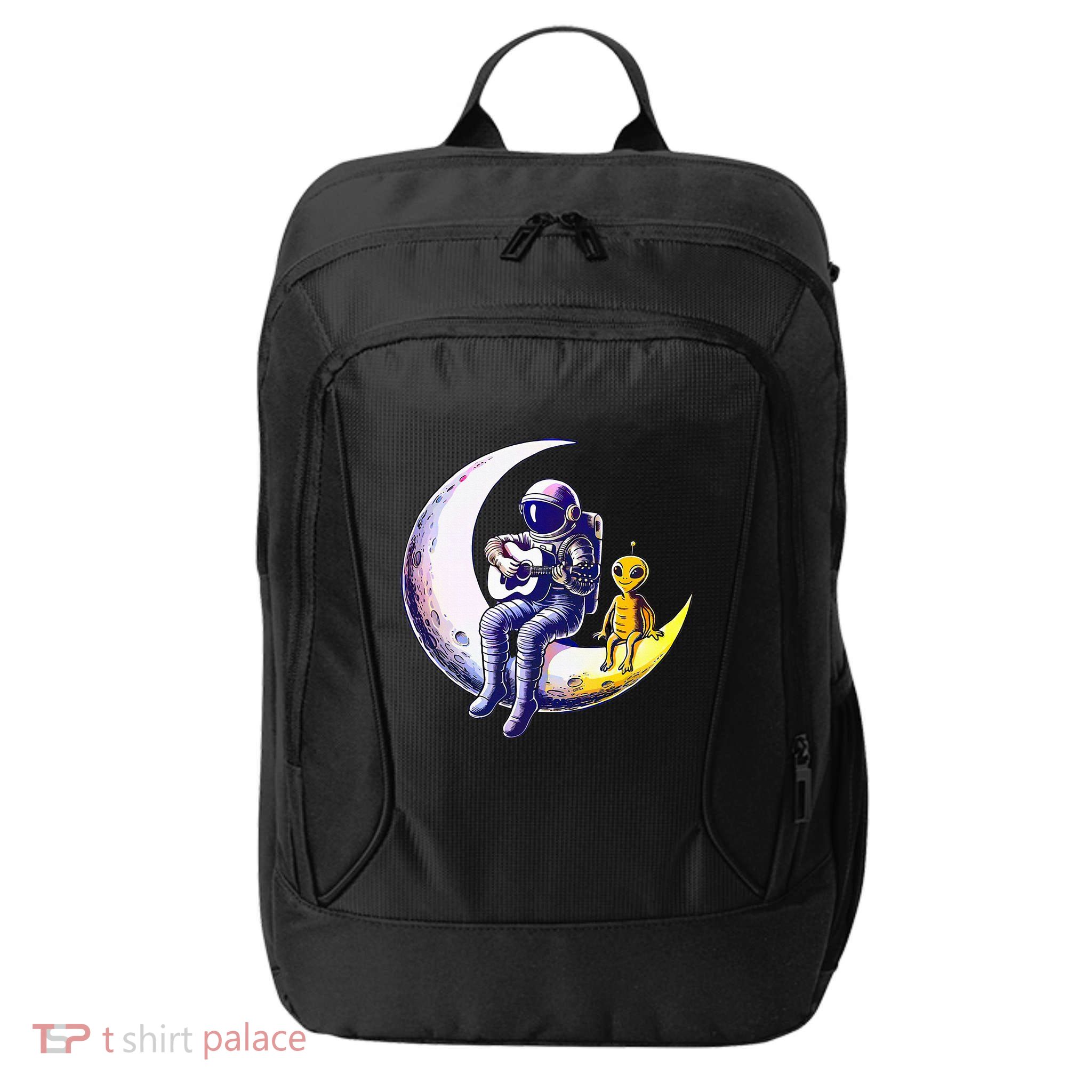 Astronaut Playing Guitar With An Alien On The Moon City Backpack