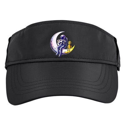 Astronaut Playing Guitar With An Alien On The Moon Adult Drive Performance Visor