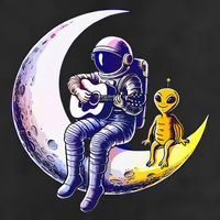 Astronaut Playing Guitar With An Alien On The Moon Adult Drive Performance Visor