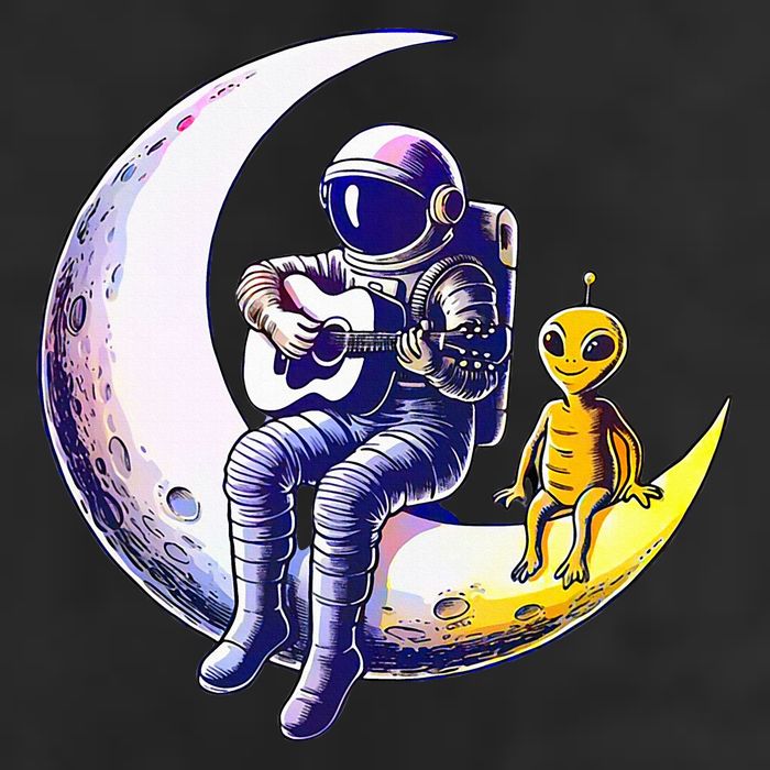 Astronaut Playing Guitar With An Alien On The Moon Adult Drive Performance Visor