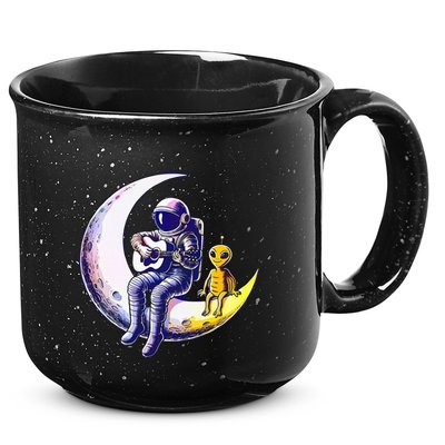 Astronaut Playing Guitar With An Alien On The Moon 15oz Campfire Ceramic Mug