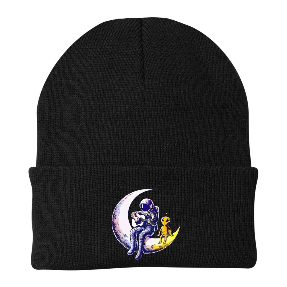 Astronaut Playing Guitar With An Alien On The Moon Beanie