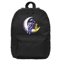 Astronaut Playing Guitar With An Alien On The Moon 16 in Basic Backpack