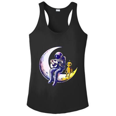 Astronaut Playing Guitar With An Alien On The Moon Ladies PosiCharge Competitor Racerback Tank
