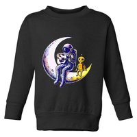 Astronaut Playing Guitar With An Alien On The Moon Toddler Sweatshirt