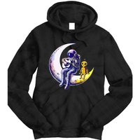 Astronaut Playing Guitar With An Alien On The Moon Tie Dye Hoodie