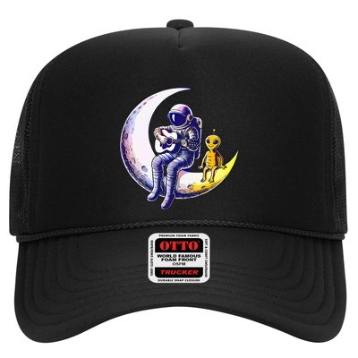 Astronaut Playing Guitar With An Alien On The Moon Trucker Hat
