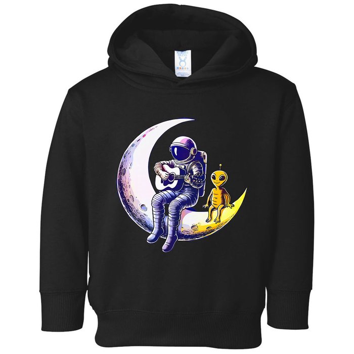 Astronaut Playing Guitar With An Alien On The Moon Toddler Hoodie