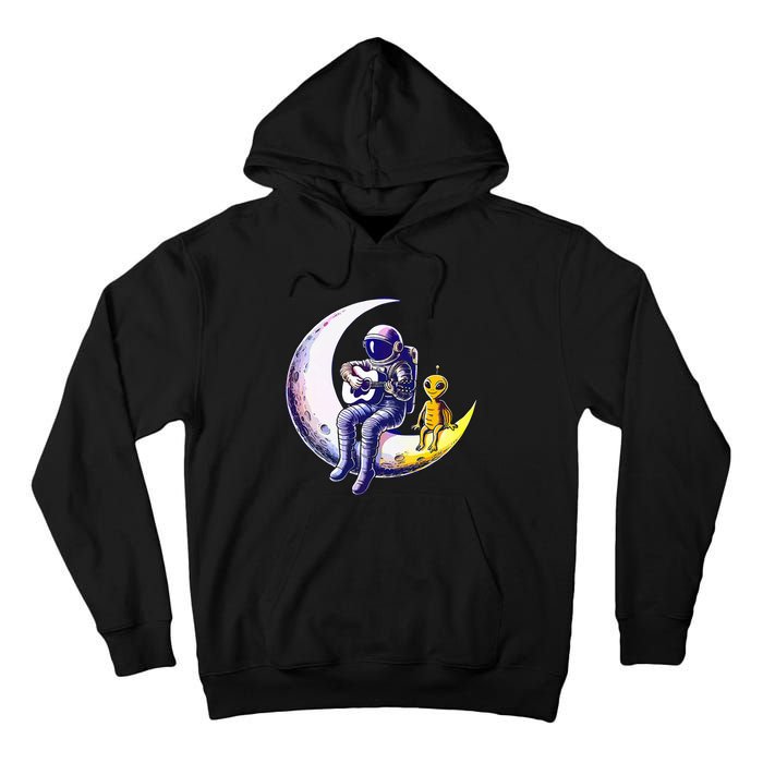 Astronaut Playing Guitar With An Alien On The Moon Tall Hoodie