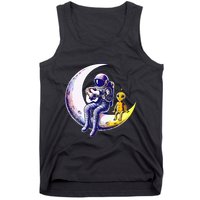 Astronaut Playing Guitar With An Alien On The Moon Tank Top