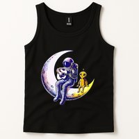 Astronaut Playing Guitar With An Alien On The Moon Tank Top