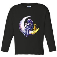 Astronaut Playing Guitar With An Alien On The Moon Toddler Long Sleeve Shirt