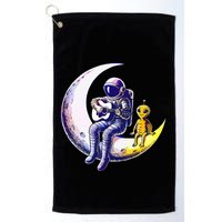 Astronaut Playing Guitar With An Alien On The Moon Golf Towel