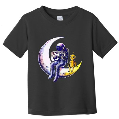 Astronaut Playing Guitar With An Alien On The Moon Toddler T-Shirt