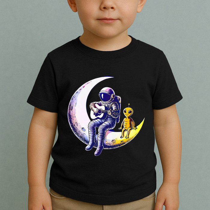 Astronaut Playing Guitar With An Alien On The Moon Toddler T-Shirt