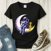 Astronaut Playing Guitar With An Alien On The Moon Womens T-Shirt