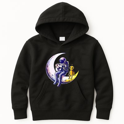 Astronaut Playing Guitar With An Alien On The Moon Kids Hoodie