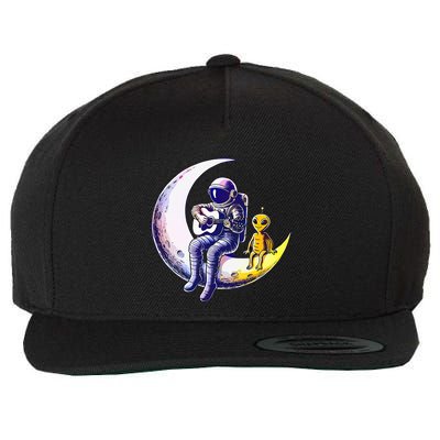 Astronaut Playing Guitar With An Alien On The Moon Wool Snapback Cap