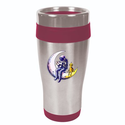 Astronaut Playing Guitar With An Alien On The Moon 16oz Travel Tumbler