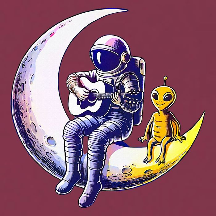 Astronaut Playing Guitar With An Alien On The Moon 16oz Travel Tumbler