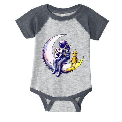 Astronaut Playing Guitar With An Alien On The Moon Infant Baby Jersey Bodysuit