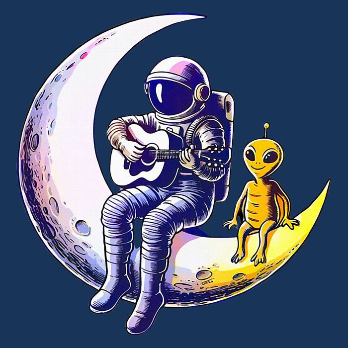 Astronaut Playing Guitar With An Alien On The Moon Infant Baby Jersey Bodysuit