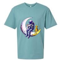 Astronaut Playing Guitar With An Alien On The Moon Sueded Cloud Jersey T-Shirt