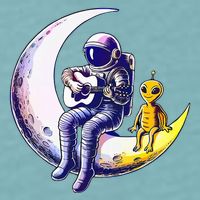 Astronaut Playing Guitar With An Alien On The Moon Sueded Cloud Jersey T-Shirt
