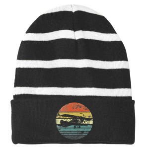 Aviator Pilot Gifts Funny Retro BiPlane Airplane Aviation Striped Beanie with Solid Band