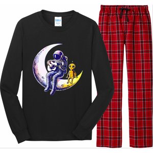 Astronaut Playing Guitar With An Alien On The Moon Long Sleeve Pajama Set