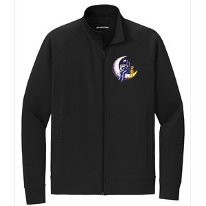 Astronaut Playing Guitar With An Alien On The Moon Stretch Full-Zip Cadet Jacket