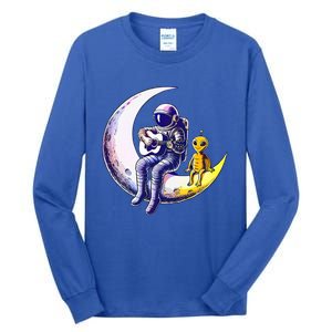 Astronaut Playing Guitar With An Alien On The Moon Tall Long Sleeve T-Shirt