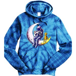 Astronaut Playing Guitar With An Alien On The Moon Tie Dye Hoodie