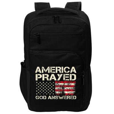 America Prayed God Answered Funny 45 47 Trump Impact Tech Backpack