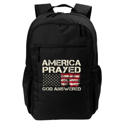 America Prayed God Answered Funny 45 47 Trump Backpack