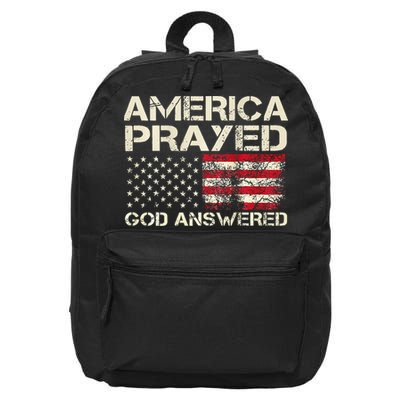 America Prayed God Answered Funny 45 47 Trump 16 in Basic Backpack