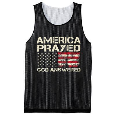 America Prayed God Answered Funny 45 47 Trump Mesh Reversible Basketball Jersey Tank