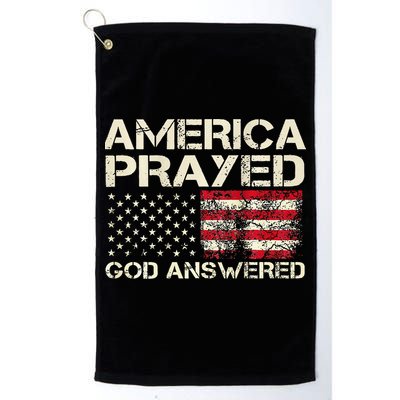 America Prayed God Answered Funny 45 47 Trump Golf Towel