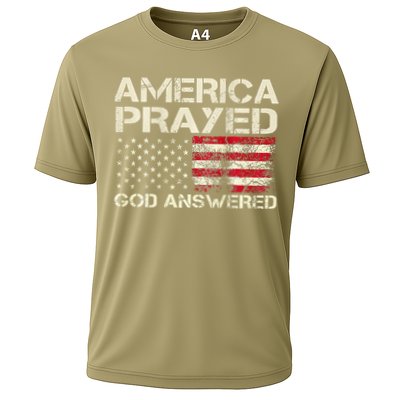 America Prayed God Answered Funny 45 47 Trump Cooling Performance Crew T-Shirt
