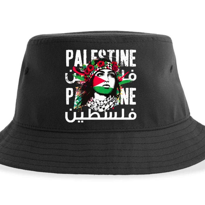 A Palestinian Girl Wearing A Palestinian Bandana Palestine Sustainable Bucket Hat