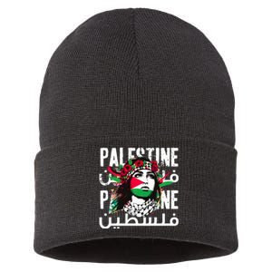 A Palestinian Girl Wearing A Palestinian Bandana Palestine Sustainable Knit Beanie