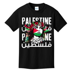 A Palestinian Girl Wearing A Palestinian Bandana Palestine Kids T-Shirt