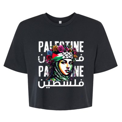 A Palestinian Girl Wearing A Palestinian Bandana Palestine  Bella+Canvas Jersey Crop Tee